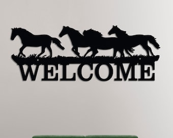 Willkommensschild DXF CNC, Pferd Schmuck, Dxf Datei für Lasergravur, SVG-Datei für Cricut, Silhouette Dxf, Bauernhof Tier Zeichen, Dxf Datei für Laser geschnitten, Farm Dekor