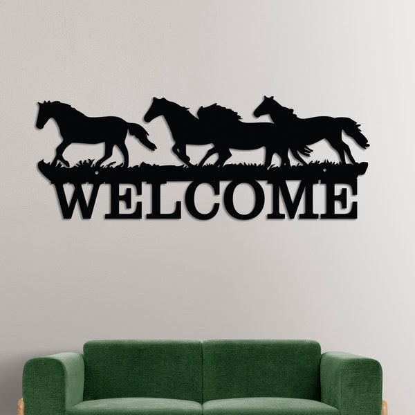 Welcome sign DXF CNC, Horse Svg, dxf file for laser, SVG File for Cricut, Silhouette dxf, farm animal svg, dxf file for plasma, ranch decor