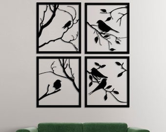 Wall Art Bird Decor, Metal Panel, Laser Cut, Svg, Dxf,Ai,Pdf,Cdr CNC Cutting, CNC Router, Digital, Vector Files,digital download