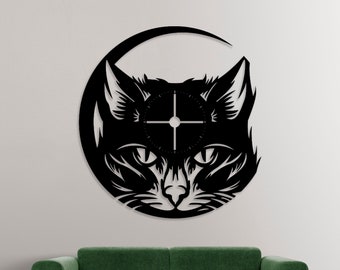 Cat Face Vinly Record Wall Clock SVG-PNG-DXF-Ai files,home-wall decor,Instant Download Cdr,Cnc Cutting Router,vector download