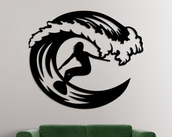 Surfing Girl Silhouette: Surfboard Vector Clipart (Digital Download)