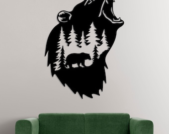 Bear Mountain Scene Cut File: Forest Silhouette SVG DXF PDF