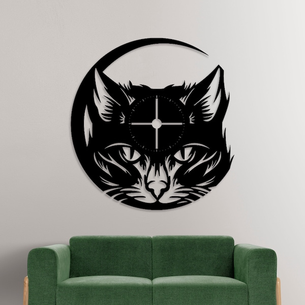 Cat Face Vinly Record Wall Clock SVG-PNG-DXF-Ai files,home-wall decor,Instant Download Cdr,Cnc Cutting Router,vector download