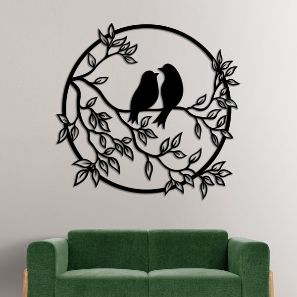 Love Birds Foliage - Papercut Template,Machine Cut, Cricut Silhouette, Svg, Dxf, Cdr, Pdf, Ai Wedding, Romantic, Papercutting,decor for home