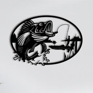 Gone Fishing Dxf, Fish PDF Drawing, Fishing Digital Download, Scaled Dxf File, Wall Art File, Downloadable DXF File, DXF Files For Plasma