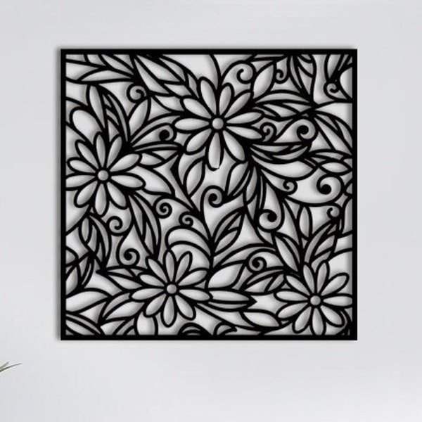Flowers wall art, Flowers wall decor, Flowers svg, Flower wall art svg, Panel wood art svg, Flowers dxf, Flowers pdf, Flower wall art pdf
