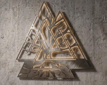 Valknut and Tree of Life DXF File for CNC | Nordic Yggdrasil Silhouette SVG | Laser Cut Design Vector Pack