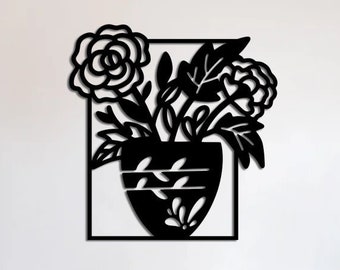 Flower Design laser cut svg dxf file wall sticker pdf silhouette template cnc cutting router digital vector instant download
