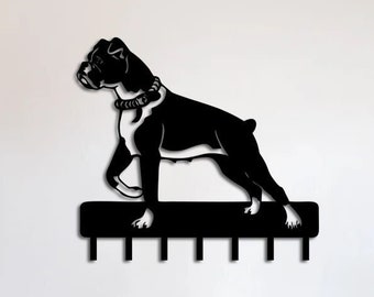 Boxer dog wall key holder hook hanger svg , Silhouettes dxf, Dog SVG Files for Cricut, Rottweiler clipart, dog Cut file, wood laser cut art