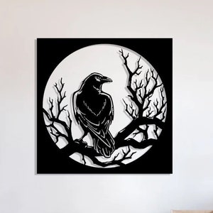 Raven SVG, Black bird svg file, Crow clipart svg, Flying raven svg, Cut files for Cricut, Gothic horror bird silhouette, dxf, eps, png, svg