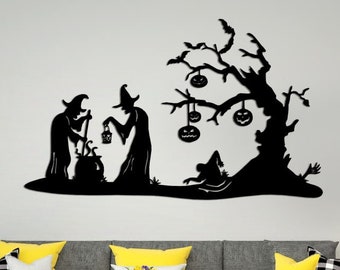 Halloween Scenery Witches Scene DXF,SVG,CDR,Ai,Pdf