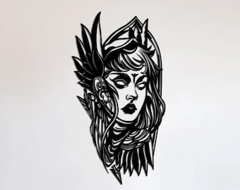 Svg Walkyrie | Dame guerrière svg | Clipart de Walkyrie | Pochoir guerrier | Svg Viking | Fichier de découpe Walkyrie | Svg du Valhalla | Svg mythologie nordique
