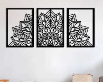 Mandala Panels Wanddekoration, Vektordateien, für Laserschnitt, CNC, CDR, DXF, svg, ai, pdf, Wanddekor, Laserschnittdateien, digitaler Vektor, PDF-Wandaufkleber