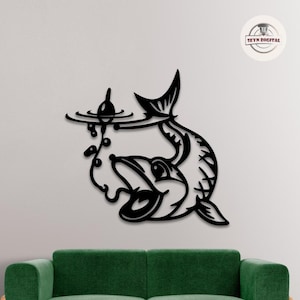 Fishing Hook DXF File for CNC Plasma Cutting – Digital Download for Metal Wall Art & DIY Projects