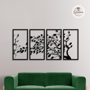 4 Panel Metal Wall Decor – Design Tree Wall Art DXF File– CNC Plasma and Laser Cutting – Digital Vector Download