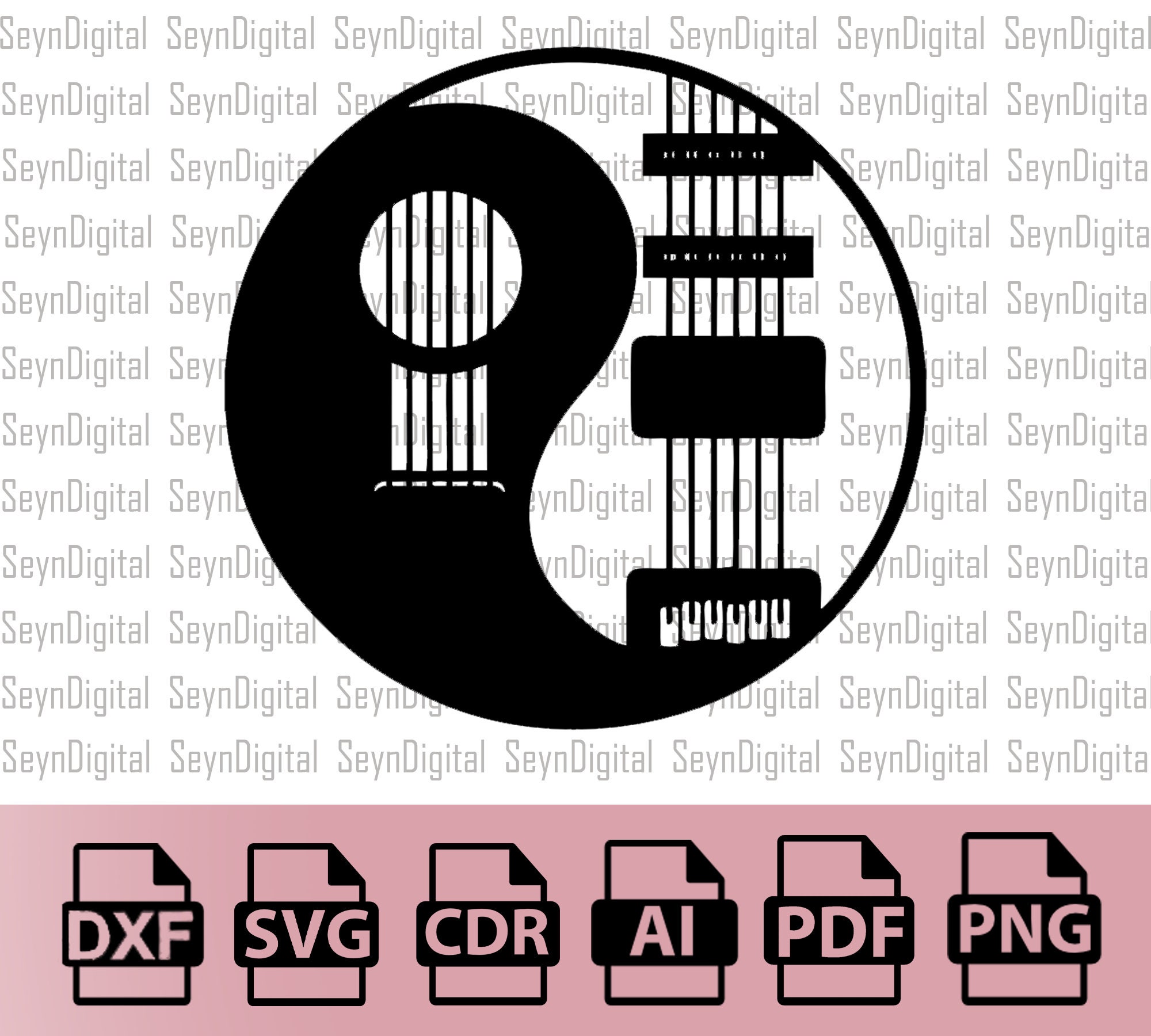 Guitar Yin Yang Wall Art SVG: Laser Cut Files (digital Download) - Etsy
