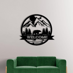 Mountain Welcome Sign SVG DXF – Laser Cut File for CNC, Plasma, Cricut & Silhouette | Ranch Home Decor, Rustic Cabin Wall Art