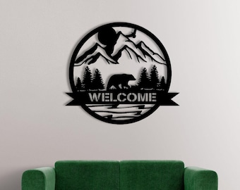 Mountain Welcome Sign SVG DXF: Laser Cut File for CNC, Cricut