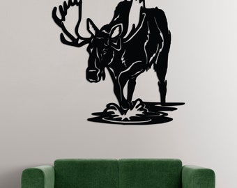 Segno vettoriale animale alce SVG, png, dxf, cdr, AI e file PDF. File di taglio al plasma, file di arte murale dxf, file di taglio laser, file Glowforge, pannello alce svg