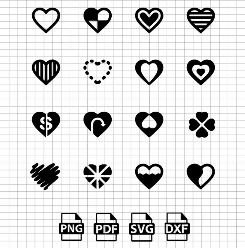 Heart Stickers Heart Clipartcolor Stickerwhiteblack Etsy