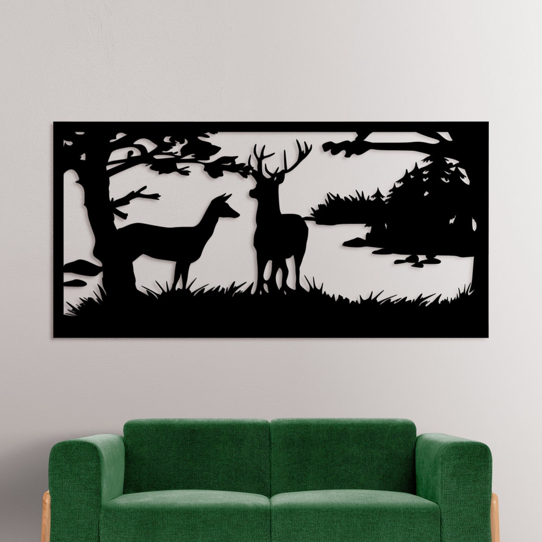 Deer Forest Scene SVG DXF: Laser Cut CNC Router Files (digital Download ...