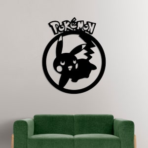 Pokemon svg, pikachu svg, pikachu vector, pikachu gelaagd, cricut bestanden, dxf, cdr, svg, ai pikachu wand decor clipart
