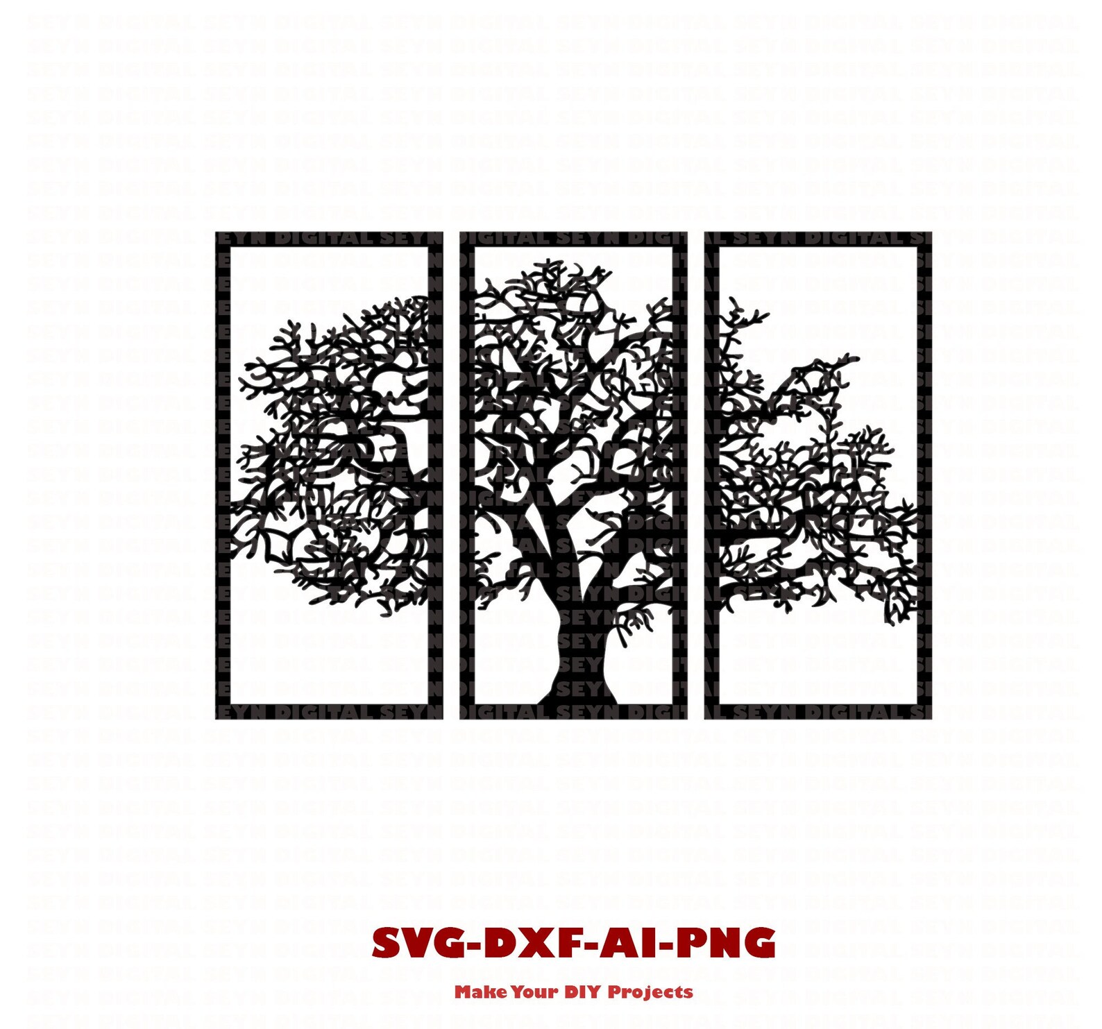 Tree Panels, Wall Panels, Room Decor, Tree Patterns, Laser, CNC, Plasma ...