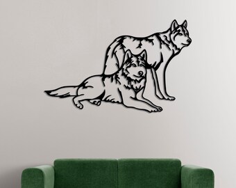 Wolf Scene SVG: Laser Cut CNC Vector File, Wood Wall Decor