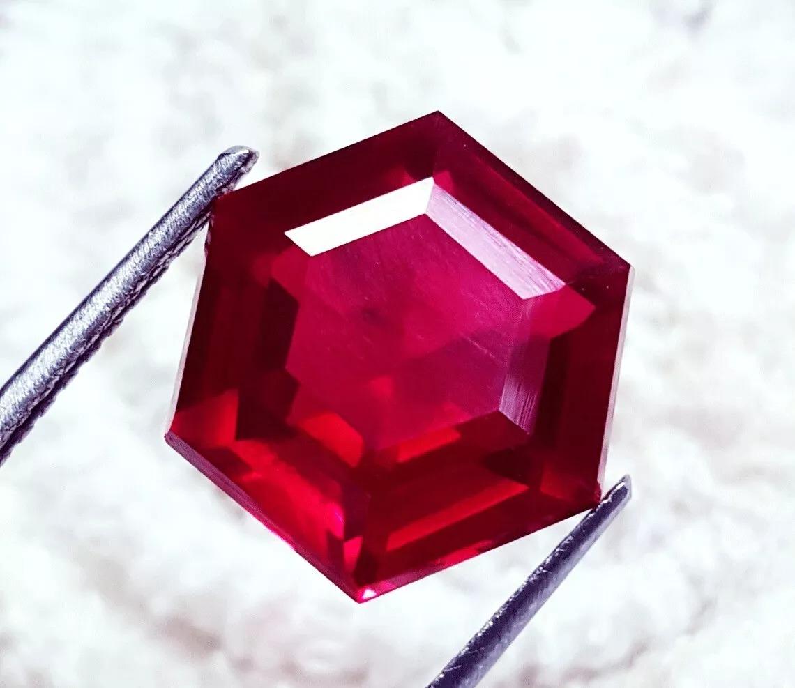 Ruby Hexagon Ruff Certified Red Ruby Hexagon Shape AAA Quality 9.75 Ct Natural Mozambique ...