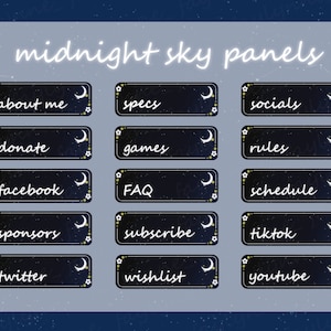 Midnight Sky Twitch Panels Package for Streamers, Starry Sky, Cute, Kawaii, Aesthetic, Celestial