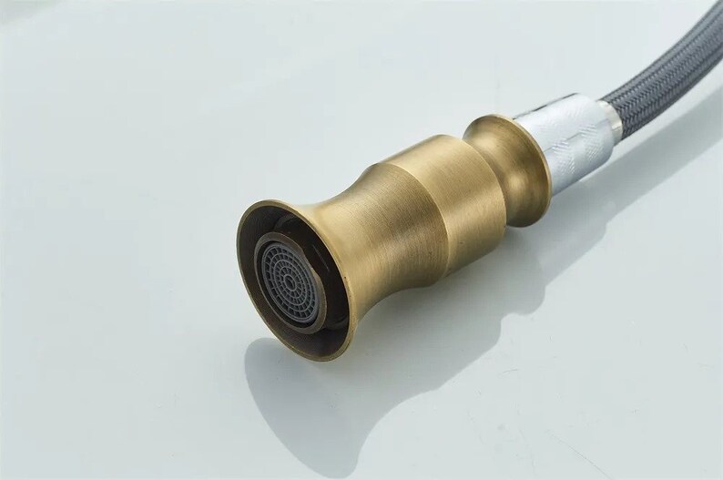 Antique Brass Pull Out Kitchen Faucet Single Handle Faucet 360 Etsy