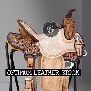 Handmade Adult and Youth Child Premium Leather Deep Seat Western Barrel Racing Pleasure Trail Horse Saddle & Tack, Size(10” to 18”).