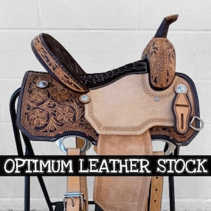 Western Barrel Racing Pleasure Trail Adult and Youth Child Premium Leather Horse Saddle & Tack, Size Available(10” to 18” Inches) Seat.