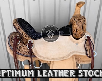 Selle Western Rembourrée Eco-cuir – Taille 16″ – Couleur Châtaigne – Fabriquée En Inde