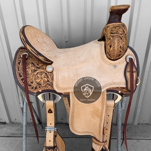 Wade Style Tree A Slick Fork Premium Leather Ranch Roping Western Work Horse Saddle With Matching Headstall, Breastplate, Reins & Girth.