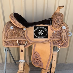 Handmade Western Leather Hand Carved Ranch Roper Horse Saddle, Size (10" to 18") Inches Seat. (..Read Description For More Info..)