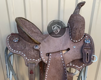 Selle Western Barrel Racing Ashmeera - Cuir Premium Tailles 10 à 18 Pouces