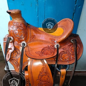 Wade Style Tree A Slick Fork Premium Leather Ranch Roping Western Work Horse Saddle With Matching Headstall, Breast Collar, Reins & Girth.