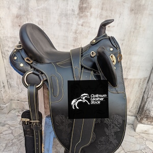 Australian Stock Premium Leather Horse Saddle with Matching Girth, Size (14&#39;&#39; to 18&quot; Inches)