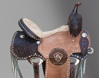 Western Trail/Pleasure Horse Saddle full carving brown colour 16