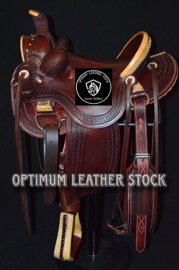 Wade Style Tree A Fork Premium Leather Ranch Roping Western Work Horse Saddle & Tack With Bucking Rolls Attached, Seat Size 10" to 18".