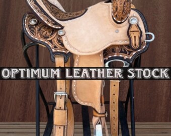 Selle Western Barrel 15 Pouces En Cuir Véritable - MOUSM, Noire, Artisanale