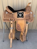Handmade Western Leather Hand Carved Ranch Roper Horse Saddle, Size (10" to 18") Inches Seat. (..Read Description For More Info..) product logo