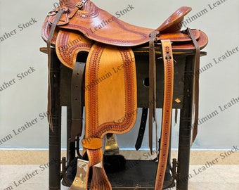 A Fork Premium Western Leather Wade Tree Roping Ranch Horse Saddles 10-18 A