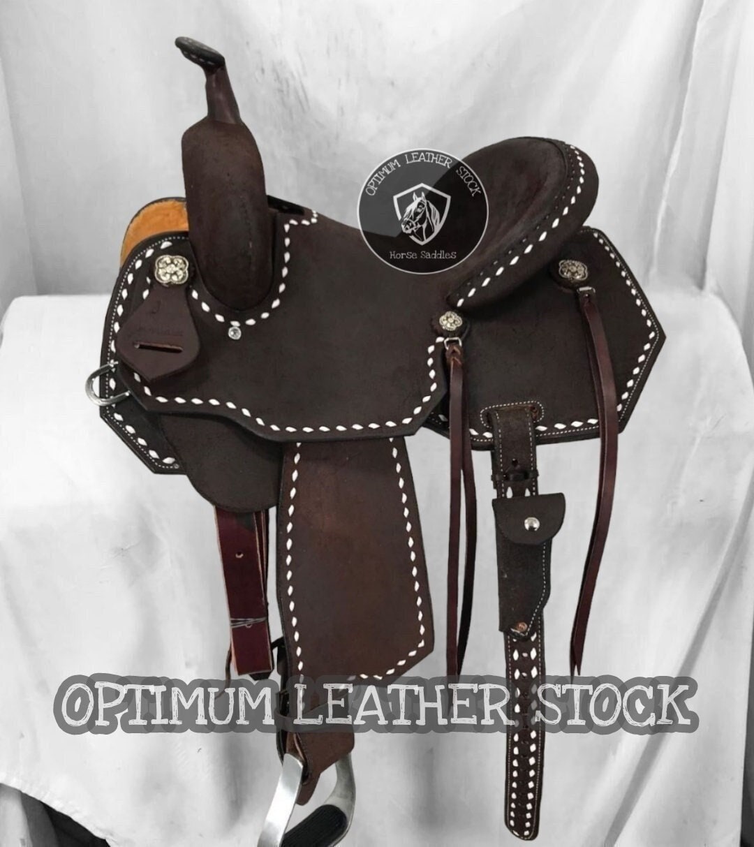 Sella Western In Pelle Per Barrel Racing | Completa Di Testiera, Pettorale E Redini | Taglia 18 Pollici - Foto 2