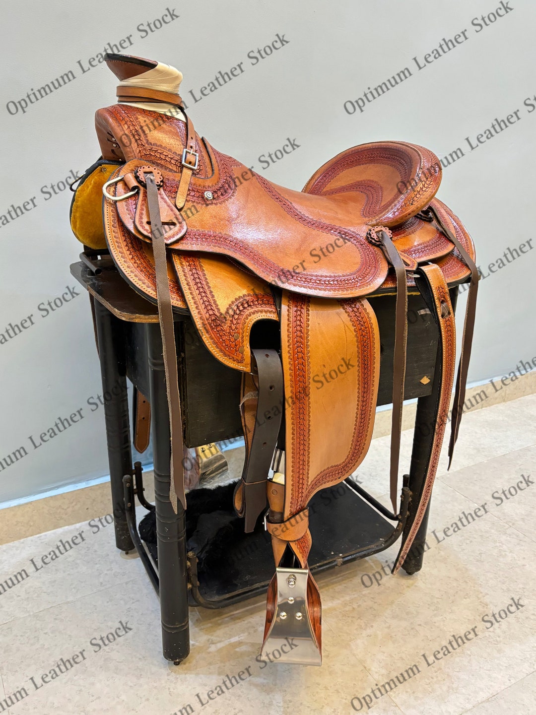 Western Leather Horse Saddle Wade Tree A Fork Premium Roping Ranch Size 14 To 18 02 Jaa