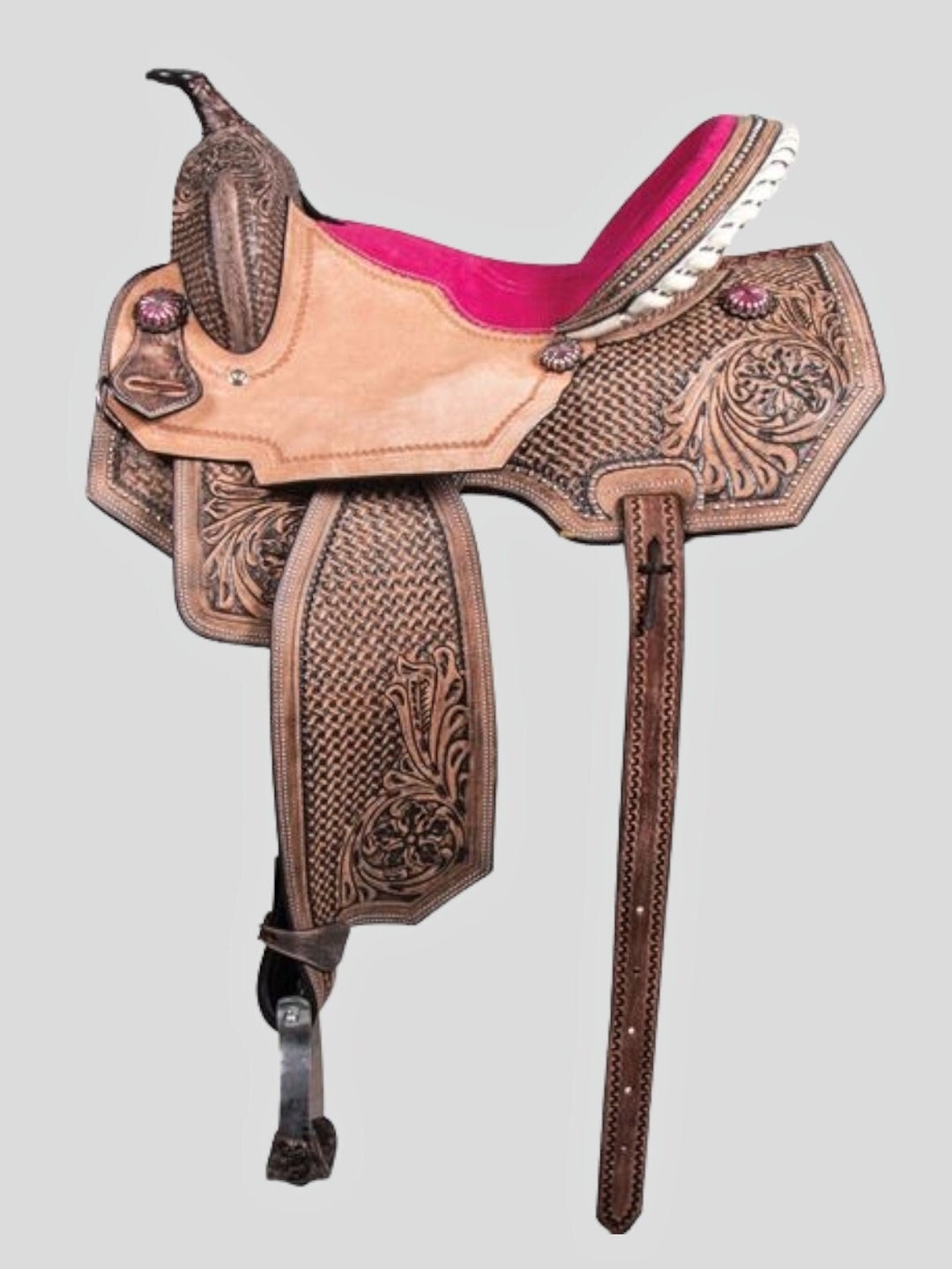 Selle Western Cuir Noir - Barrel Racing, Plaisir, Trail - Taille Unique - Fabriquée En Inde