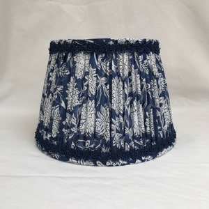 Handmade Gathered Drum Lampshade White Blossoms 10"