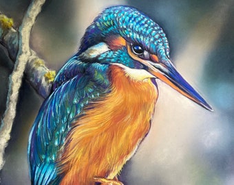 Kingfisher Art ~ Original Art ~ Kingfisher Pastel Art ~ Signed Art