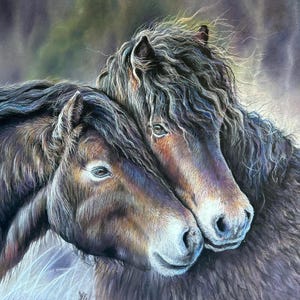 Exmoor Pony Painting: Original Pastel Art, Animal Wall Decor (40x30 cm)